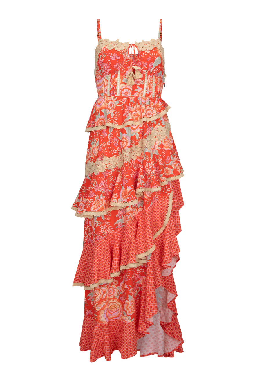 Full Bloom Ruffle Soirée Dress